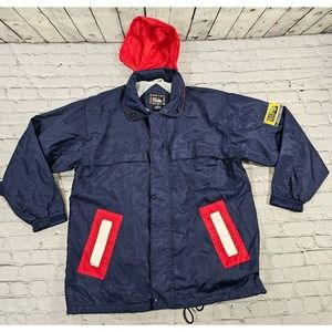 Vintage First Down Wettech Sailing Jacket Coat Blue Red 90s MENS SIZE XL